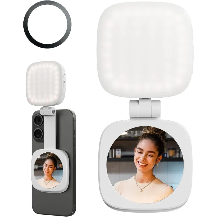 

SmallRig Magnetic Selfie Light for iPhone Phone Light with a Mirror Instant Attachment for MagSafe for Selfies Video Conference