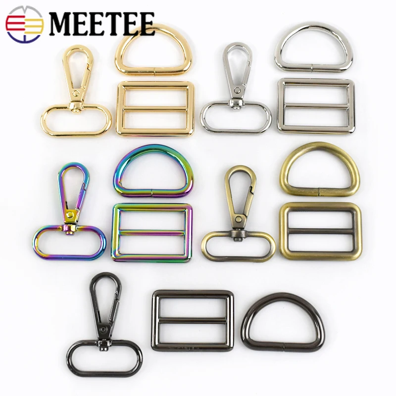 2/5Sets 13-38mm Metal Buckles D Ring Swivel Loster Clasp Tri-Glide Snap Carabiner Bag Strap Hook Dog Collar Webbing Clamp Buckle