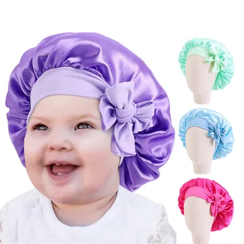Bonnet de Nuit en Satin Solide avec Bande pour Bébé, Accessoire de Maquillage pour Fille, avec Nministériels d Papillon