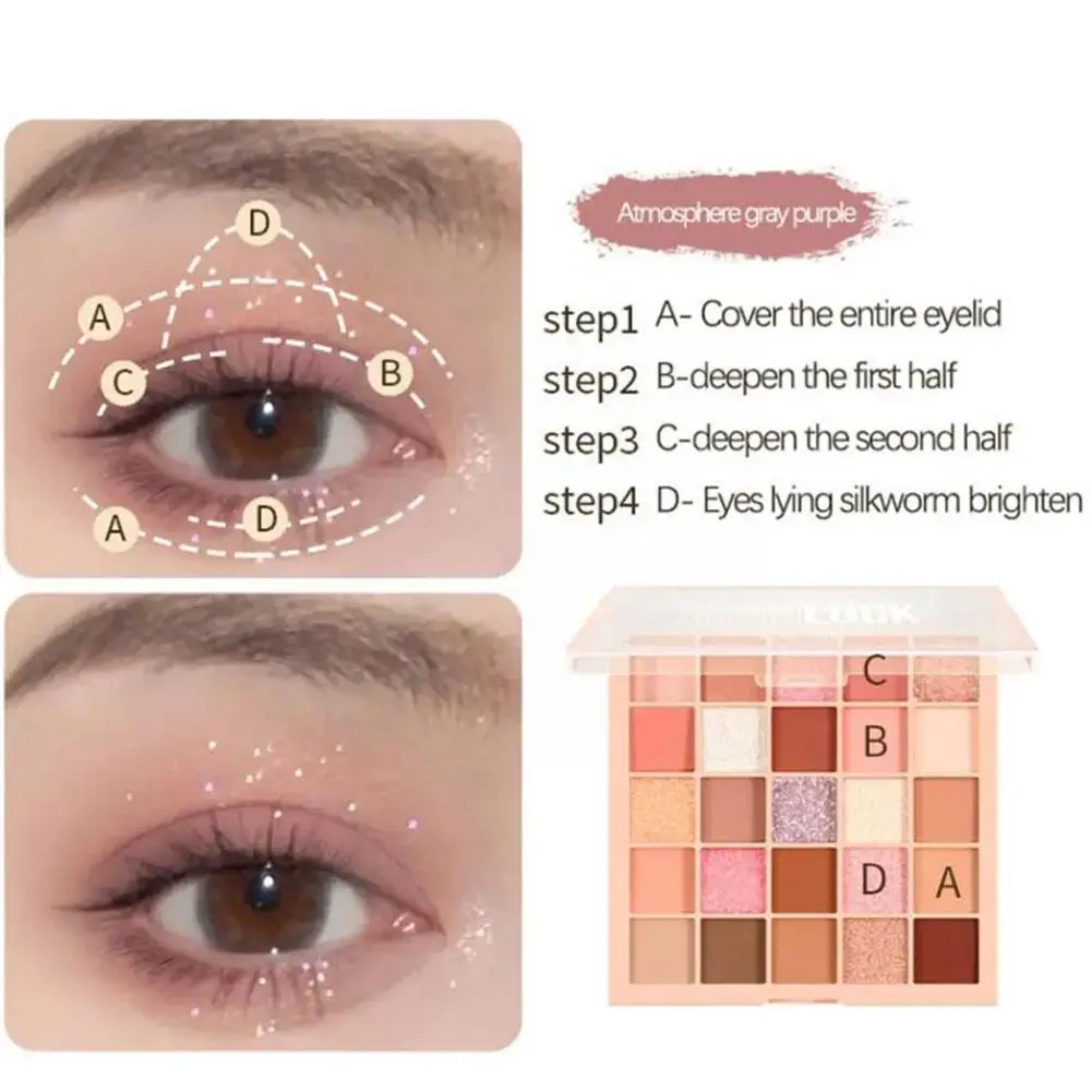 New 25 Colors Glitter Eyeshadow Palette Pearlescent Korean Palette Earth Eye Makeup Shadows Color Matte Waterproof Acrylic P2A9