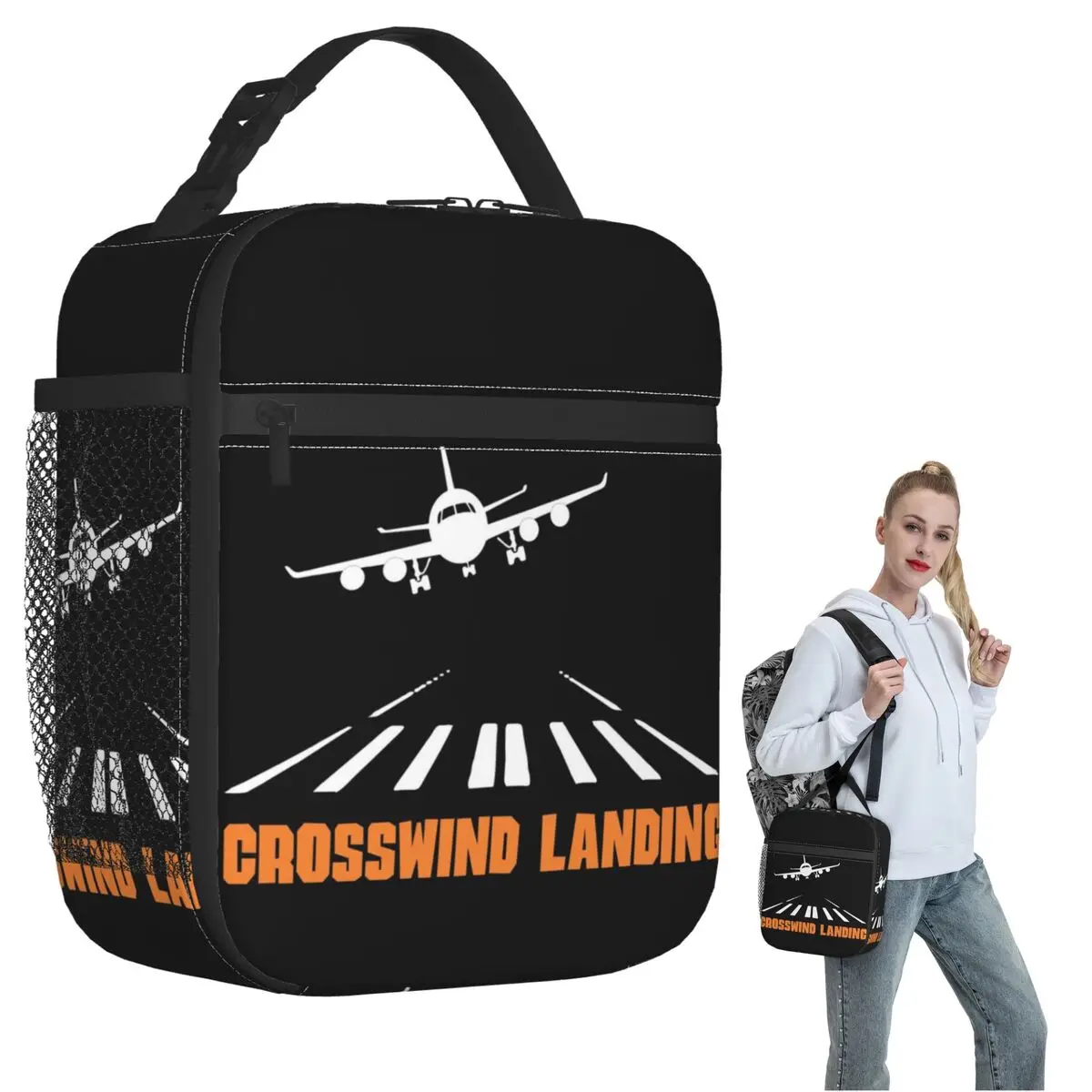 Airplane Crosswind Landing Insulated Lunch Bag for Women Children Portable Food Boxes Thermal Lunch Box Tote