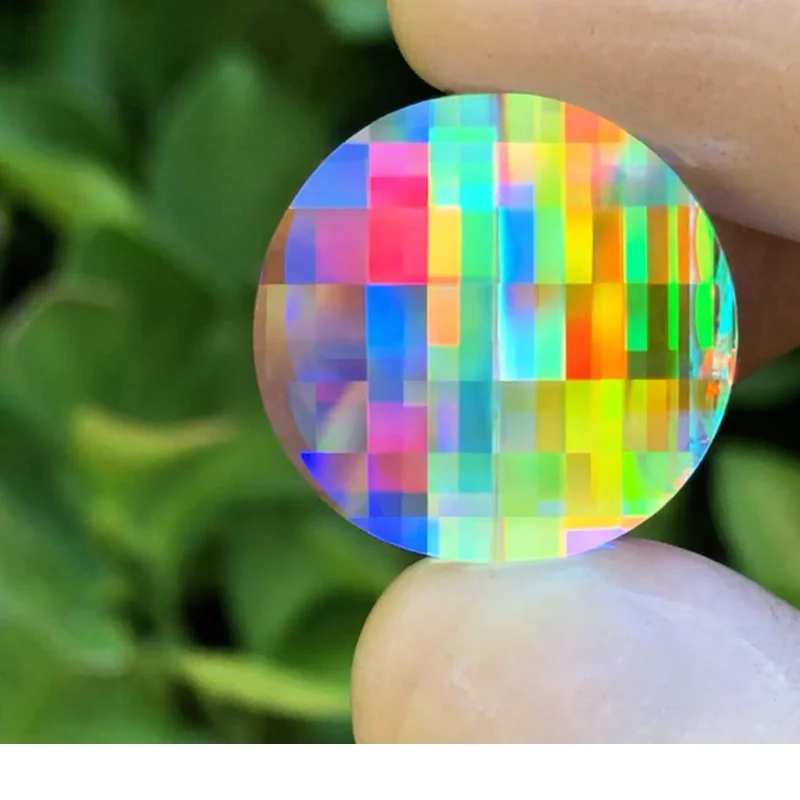 Circular mosaic-cut sun catcher Hand-polished. Approximately 19mm in size.