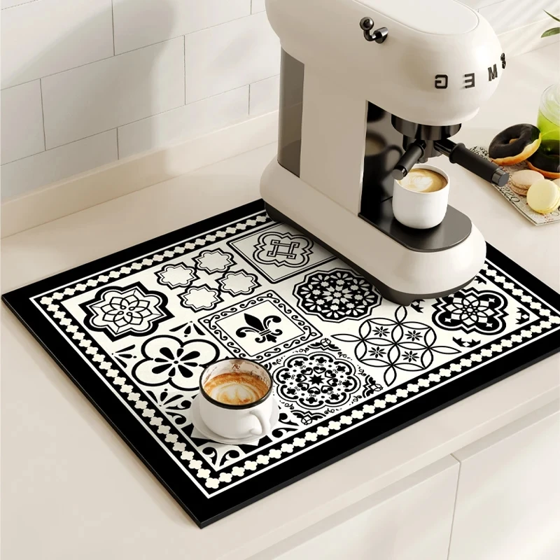 Kaffeemaschine Matte Retro Geschirr Trocknen Matten Für Küche Nicht-slip Ablassen Pad Schnell Trocknend Geschirr Tischset Geschirr Waschbar – Detail 8
