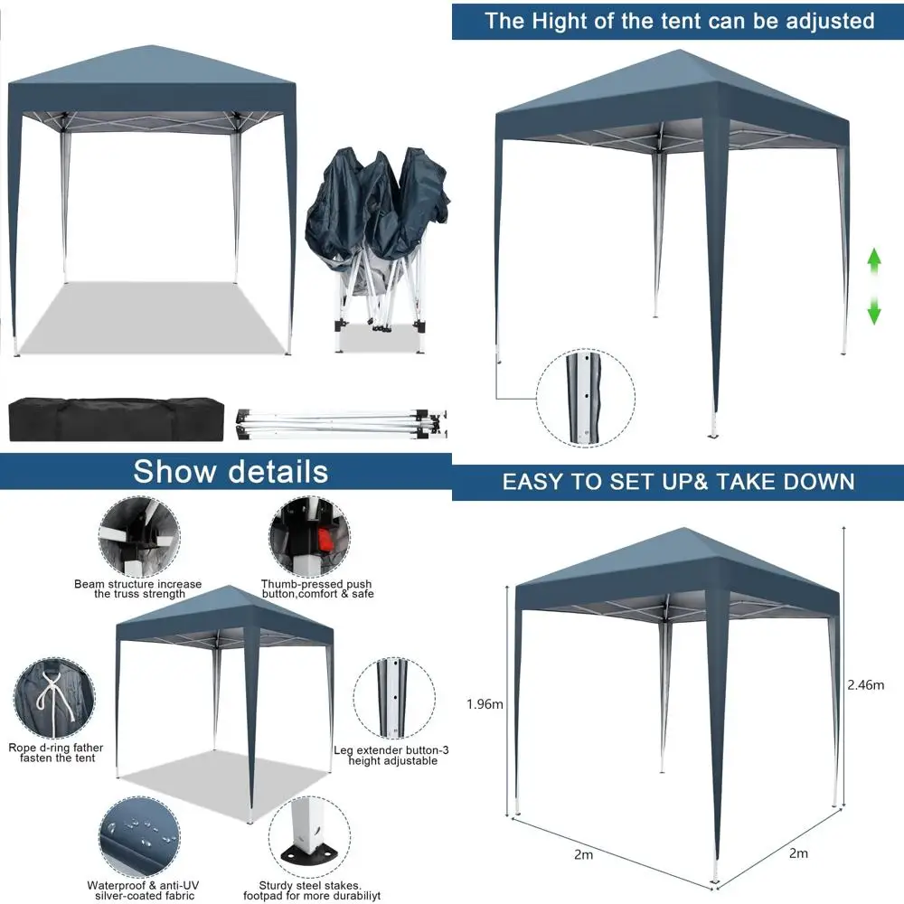 

Portable Outdoor Folding Canopy Tent, 6.5x6.5ft Instant Shelter for Events, Parties, Backyard Gatherings