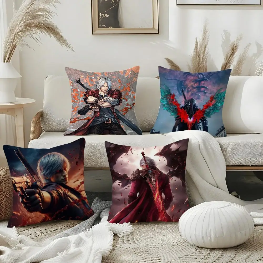 D-Devil May C-Cry Cushion Cover Pillow Case Plush Fabric Soft Double Sided Print Home Sofa High Quality Cushion
