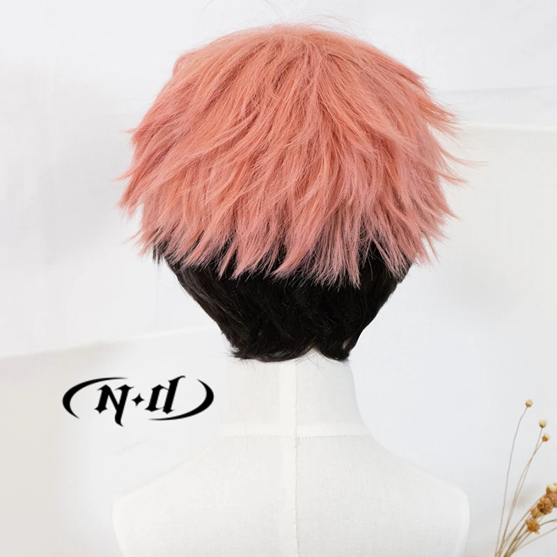 ND Yuji Itadori Cosplay Wigs Hairpiece Jujutsu Kaisen Anime Cosplay Hair Wigs for Comic Con Coser Costume Party Heat Resistant