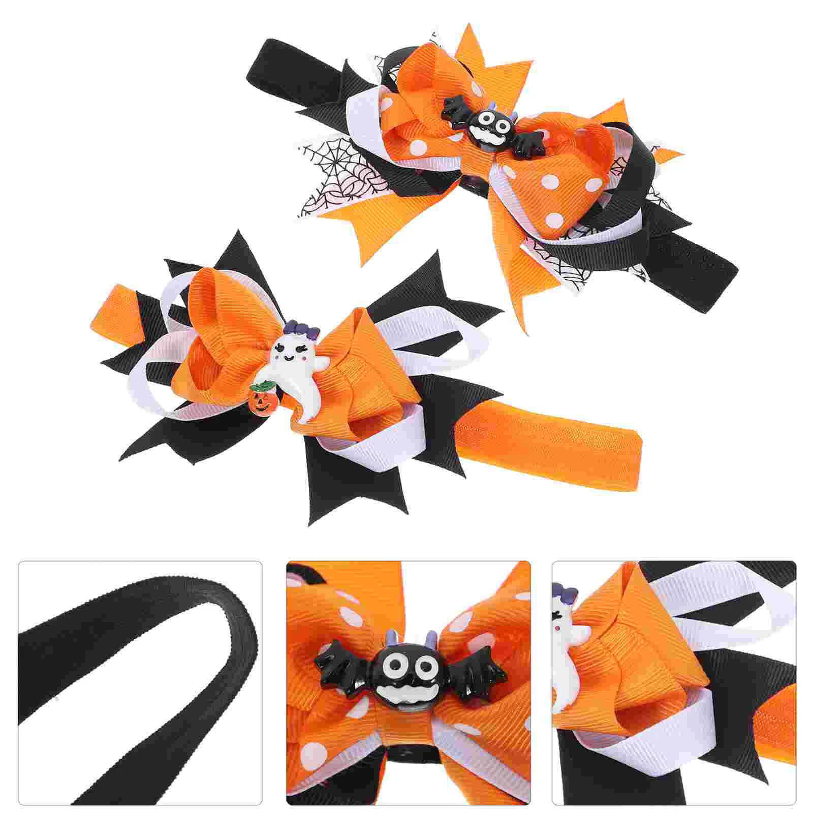 2 Pcs Halloween Themed Hair Accessories Party Hairpin Bowknot for Toddlers Kids Baby