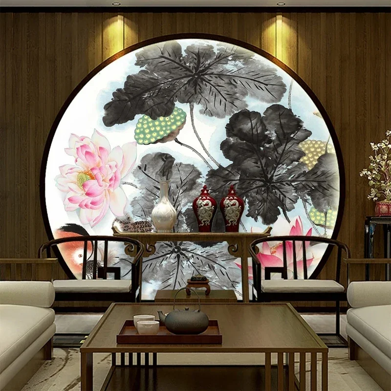 Custom 3D Photo Murals Chinese Style Ink Painting Lotus Flowers Wallpaper for Bedroom Living Room Background Wall Decorations