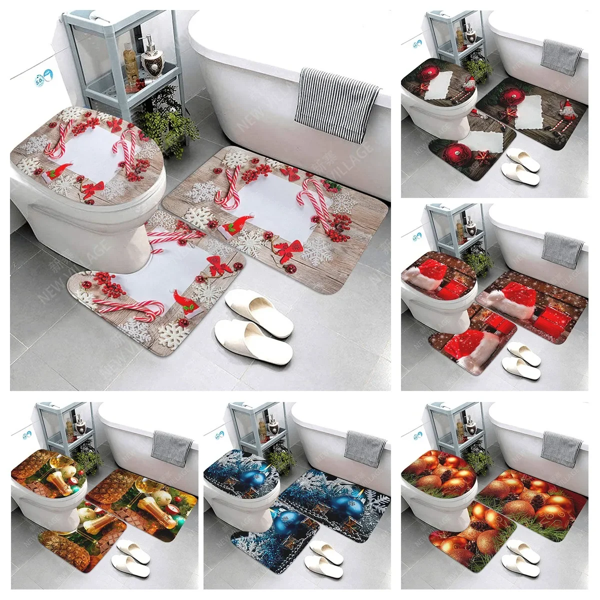 home bathroom floor mats Christmas decorations Bath Foot mat modern bathroom accessories rug Toilet mat Bathtub anti-slip carpet