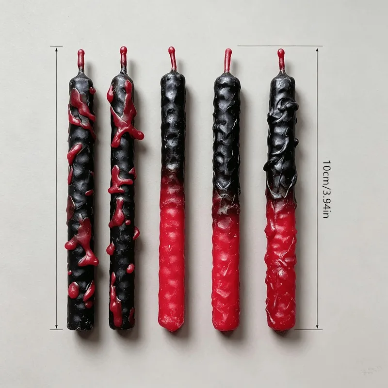 Black and Red Beeswax Ritual Candles, Spell Candles, Halloween Candle Gift Set of 9