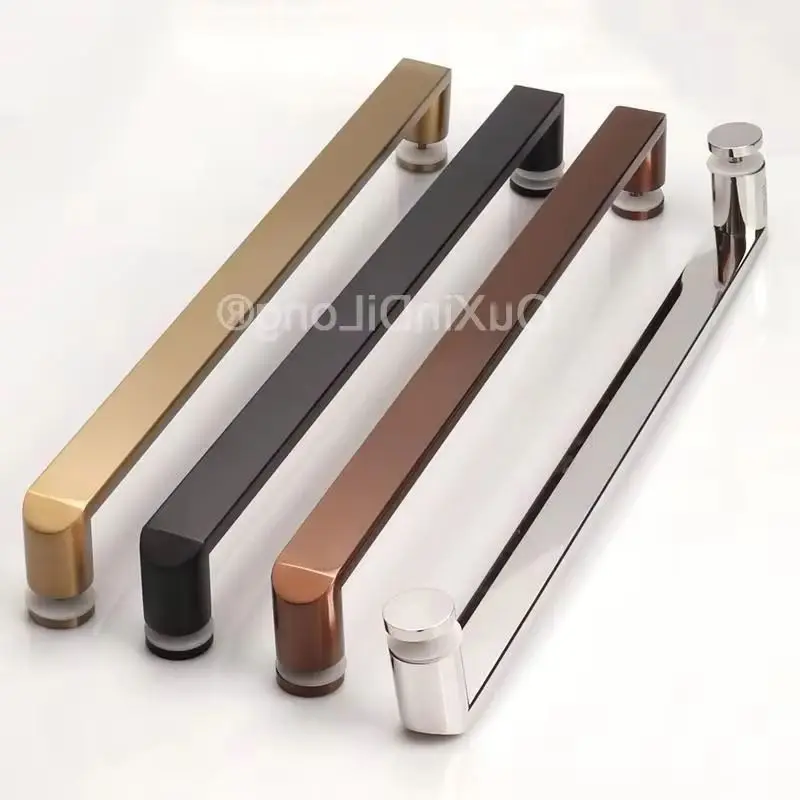 Durable 1Piece 304 Stainless Steel Bathroom Sliding Door Handles Glass Door Push Pulls Handles Single Side Design Pitch 440mm