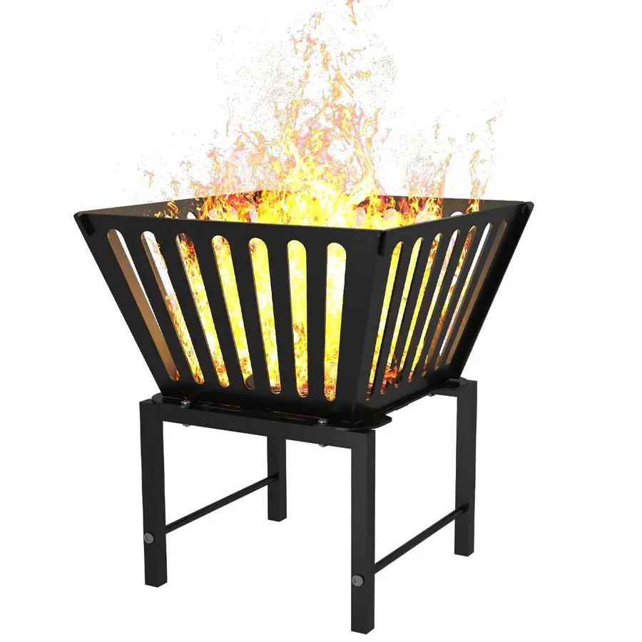 

Outdoor Fire Pit u2014 17 Inch Portable with Storage Bag for Camping, Patio Heating, Picnic and BBQ, Trapezoid Vertical Hollow,