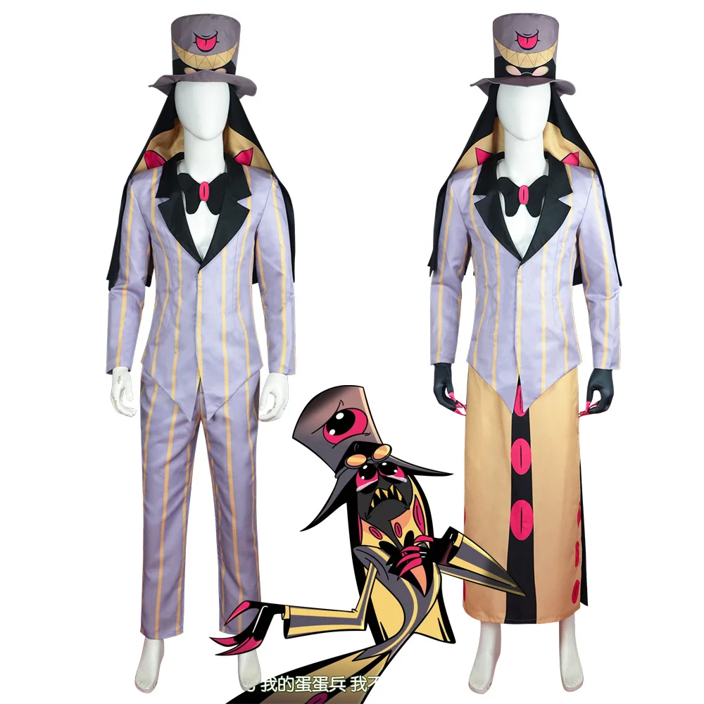 

Hazbin Sir Pentious Cosplay Costume Hat Hotel Suit Snake Anime Uniforms Clothes Demon Cosplay Tooth Halloween Party Mens Outfit