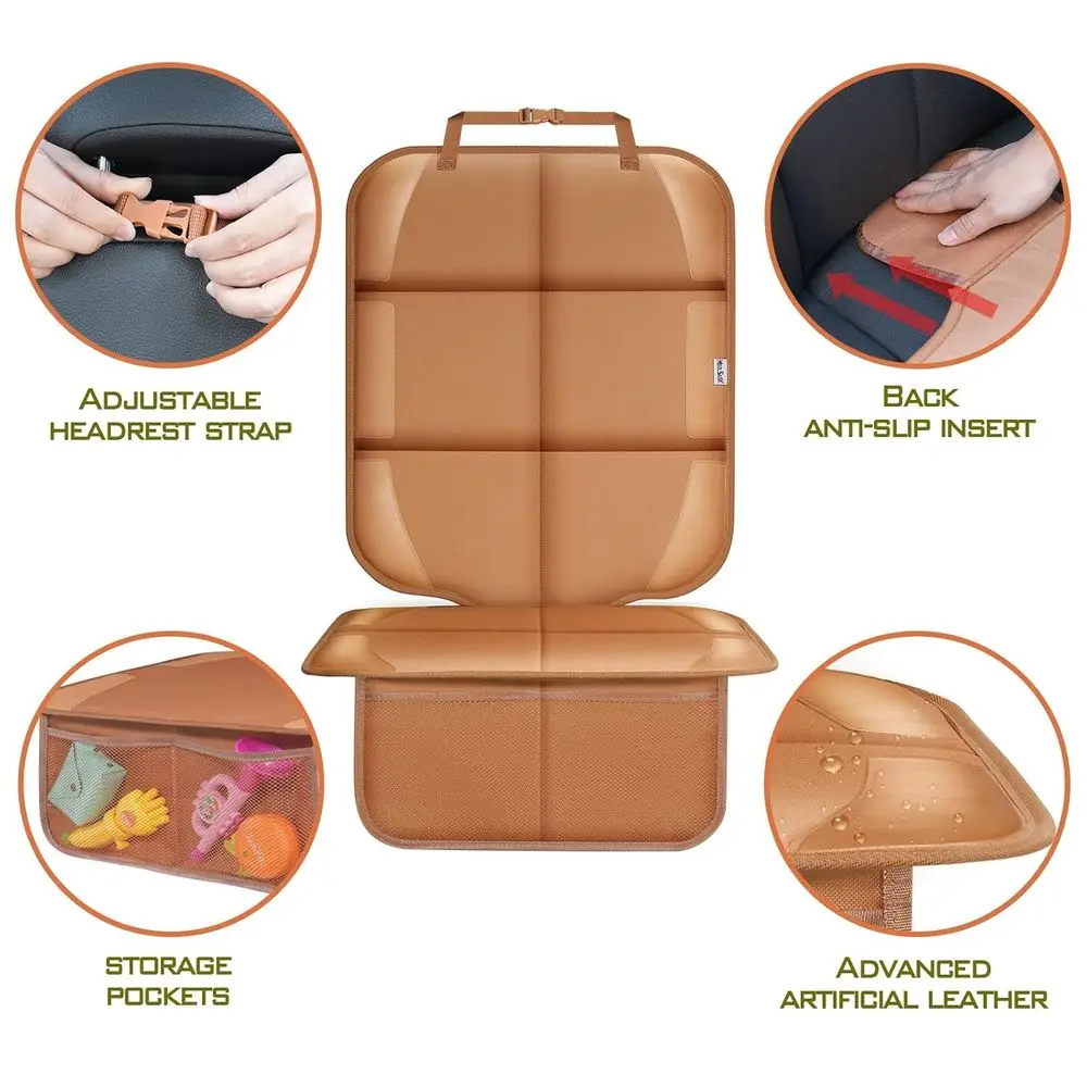 Car Seat Protector, Child Car Seat, Non-Slip Backing No Imprints | Durable Car Seat Mat 600D Fabric, Waterproof Seat Cover with