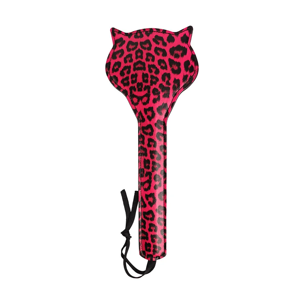 Cute Cat Shaped Slapping Paddle Leopard PU Leather Spanking Paddle Punish Slap Flirting Adult BDSM Toys for Women and Couples