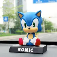 Anime Sonic The Hedgehog Shaking Head Dolls cartoon Bobblehead Kawaii Car Desk Ornaments Phone Holder Figure Cute Model Toy Gift