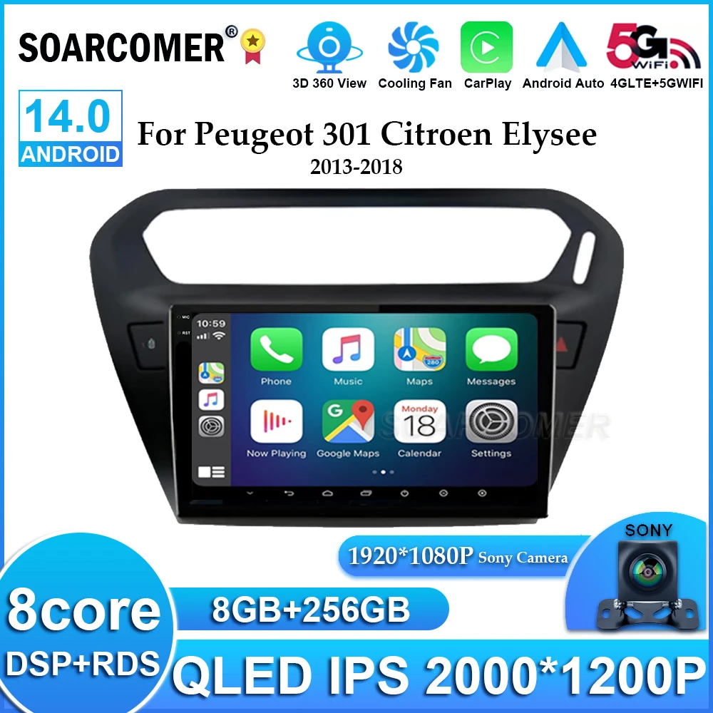 Android 14 For Peugeot 301 Citroen C-Elysee CElysee 2012 - 2016 Car Multimedia Player Car GPS Navigation Touch Screen No 2din