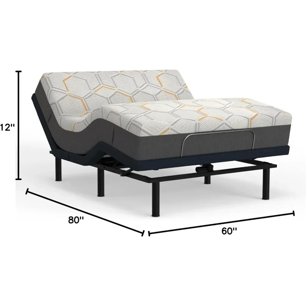 Adjustable Bed Frame with 12 Inch Queen Copper Infused Cool Memory Foam Mattress Medium Firm Feel CertiPUR-US