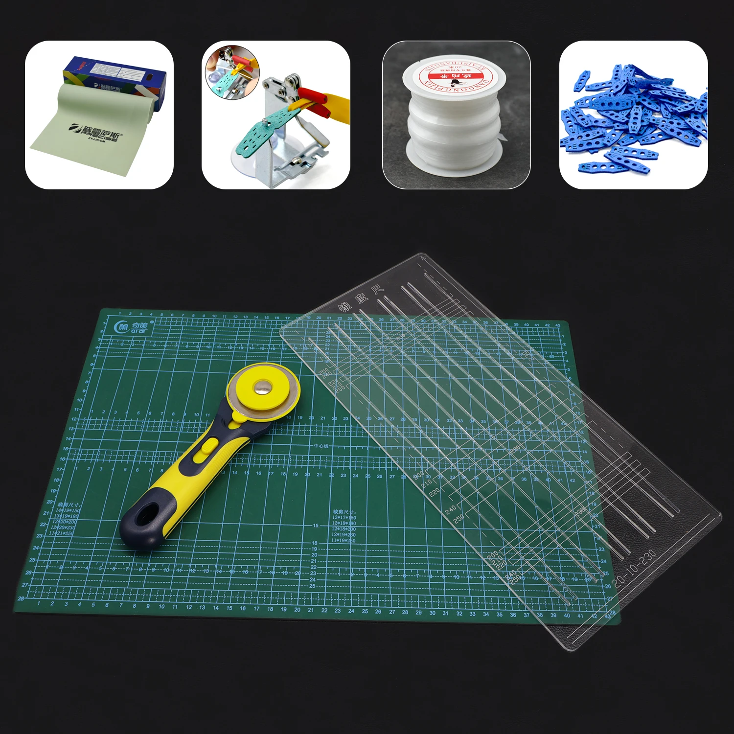 

DIY Rubber Band Set, Slingshot Shooting Accessories, Made of 0.5mm Rubber Bands, Professional Cutting Cone Ruler Tool