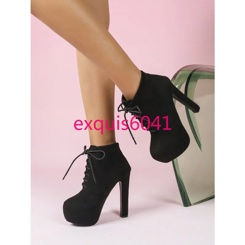 New Women's Fashion Thin High-heeled Short Boots Waterproof Platform Sexy Versatile High-heeled Fashion Boots Size 35-41