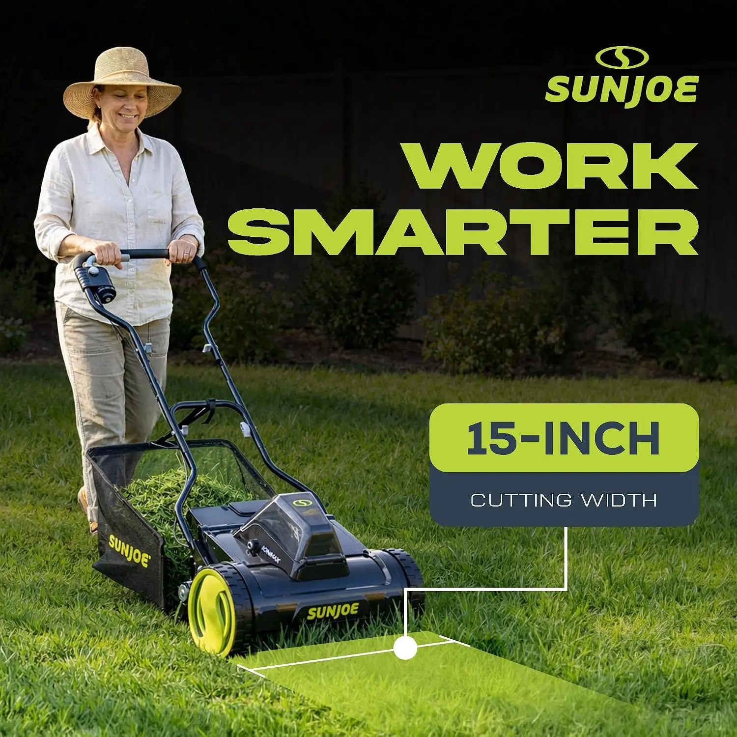 24V-CRLM15 24V Cordless IONMAX Push-Reel Mower with 360W Motor, 15-Inch 5-Blade RAZOREEL System, and 11.9-Gallon, Custom
