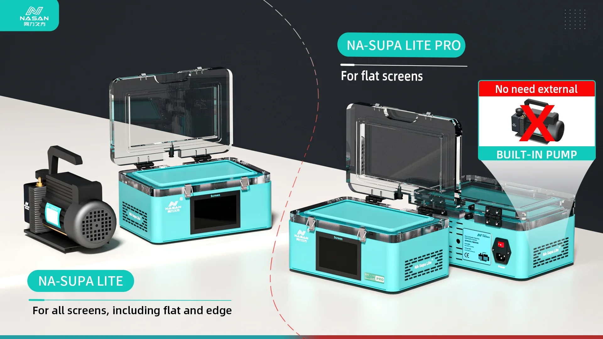 Nasan-ラミネート機,b2,気泡除去機,7インチフラット曲面スクリーン修理用 NASAN NA-SUPA lite Vacuum Laminate Machine NA-B2+ Bubble Remover