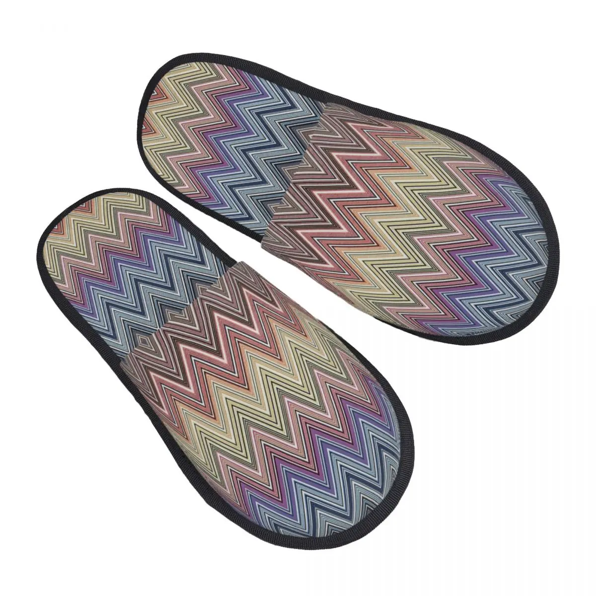 

Custom Colorful Home Zig Zag Pattern Soft Memory Foam House Slippers Bohemian Geometric Zigzag Comfy Warm Anti-Skid Slipper