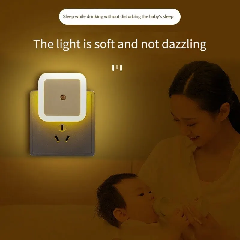 Wireless LED Night Light Mini EU Plug Light Control Sensor Children\'s Room Children\'s Bedroom Decoration Midnight Tricolor Light