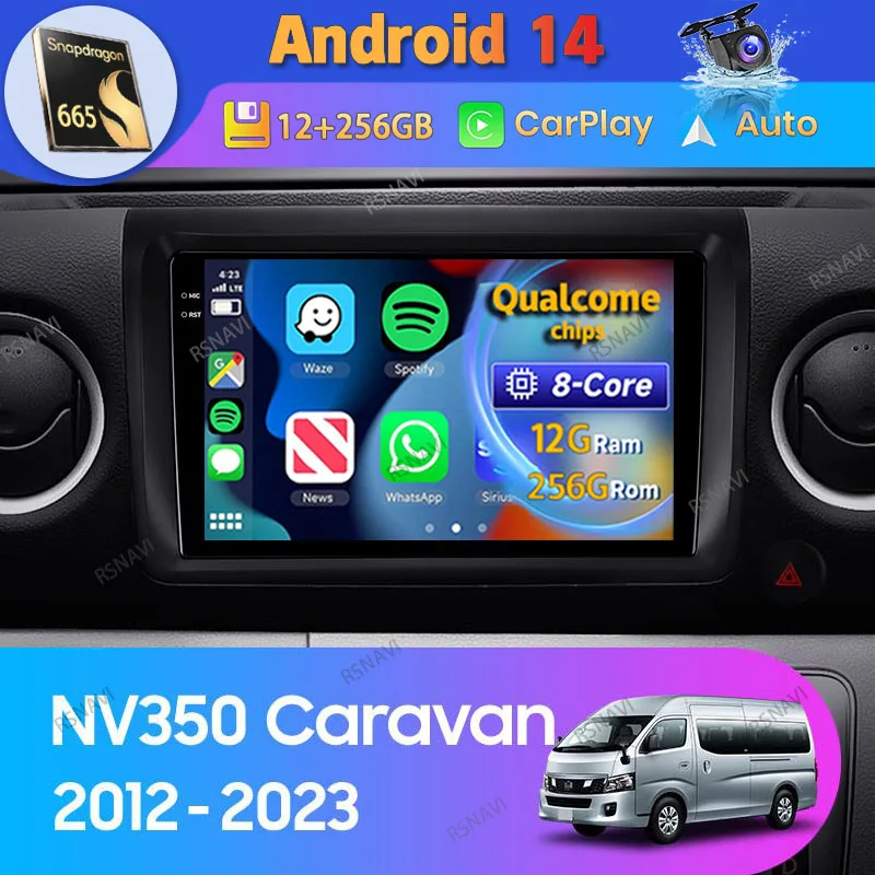 Android 14 Car Radio For Nissan NV350 Caravan 2012 2013 - 2023 Carplay Auto Multimedia DSP Video Player Head Unit BT 2Din Stereo