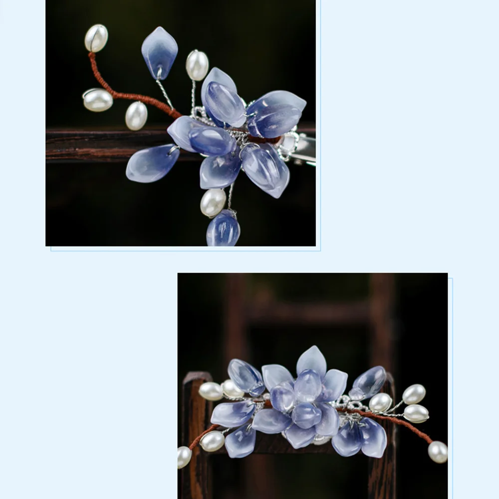 Glasierte Blumen Haarnadel im chinesischen Stil minimalist ische Haars täbchen mit Edelstein für chinesische Kleidung im Hanfu