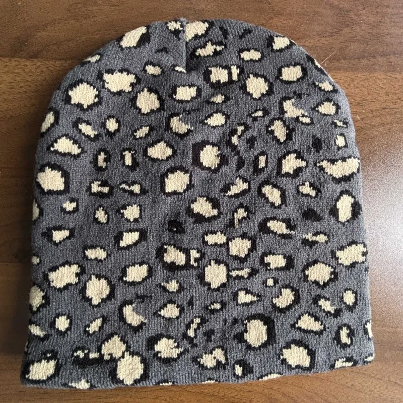 European and American thickened warm sports trendy cool elastic autumn and winter travel leopard print jacquard fashion