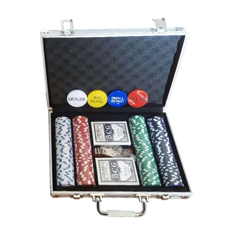 300PCS  Poker Chip Set Complete Poker Playing Game Set With Aluminum Carrying Case Poker Chips Counting Counters Poker Chips Set