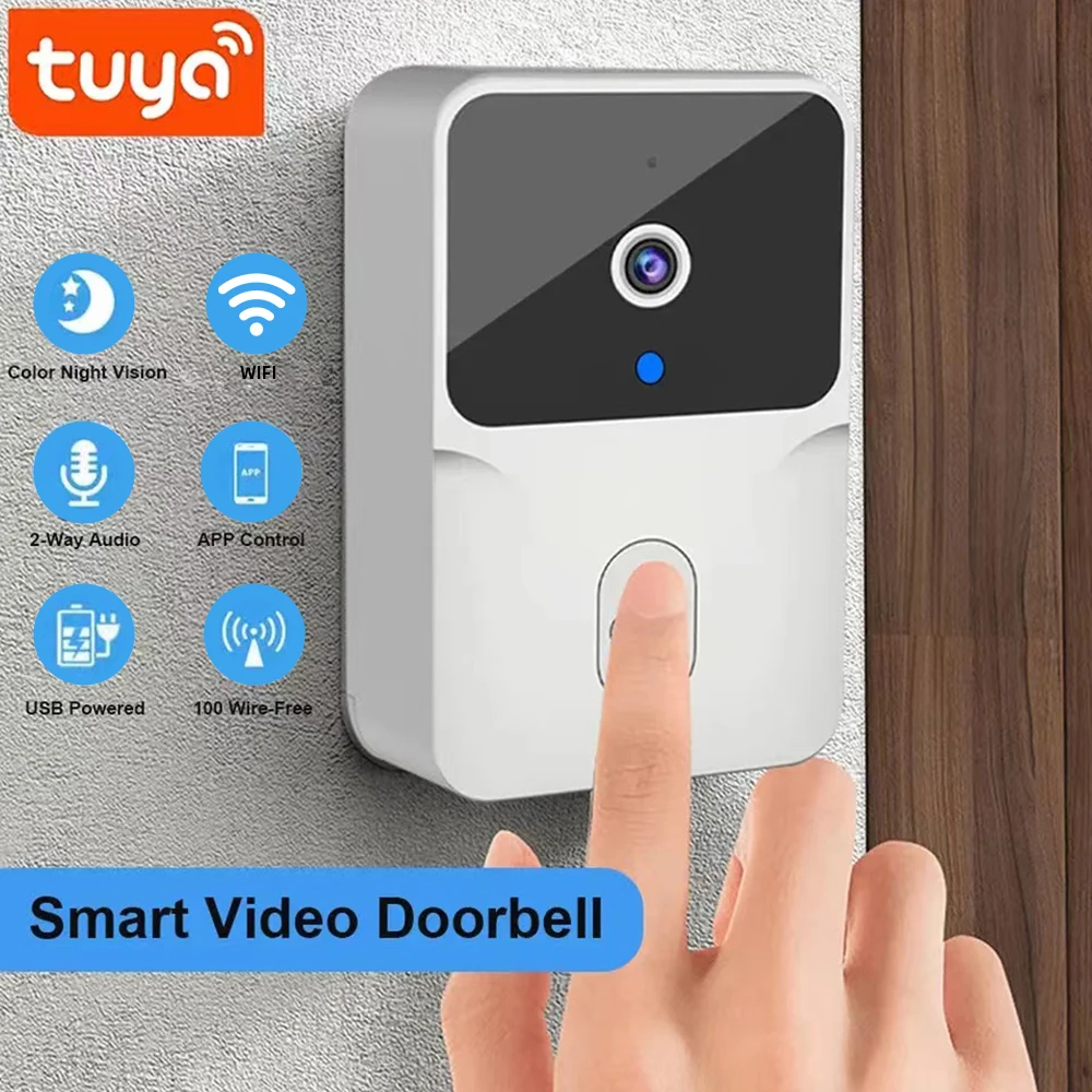 Tuya WiFi Video Doorbell ไร้สาย HD กล้อง IR ALARM Security สมาร์ทหน้าแรกประตู Bell WiFi Intercom สําหรับ Home
