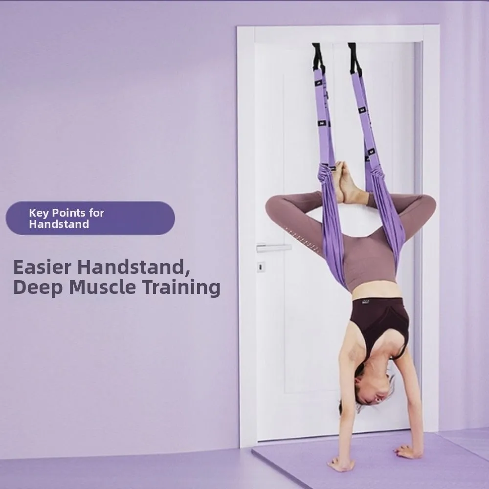 Adjustable Women Aerial Yoga Strap Elastic Stretch Door Hanging Aerial Yoga Hammock Swing Resistance Auxiliary