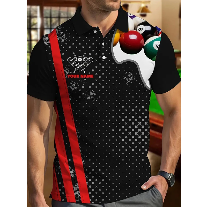 Fashion Billiards Graphic Polo Shirts Trend Custom Name Team 3D Print Sports T Shirts Personality Oversized Unisex Team Uniforms