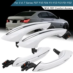 4X White Outer Outside Exterior Comfort Access Door Handle Set For BMW 5 6 7 Series F07 F10 F11 F06 F12 F13 F01 F02 51217231931