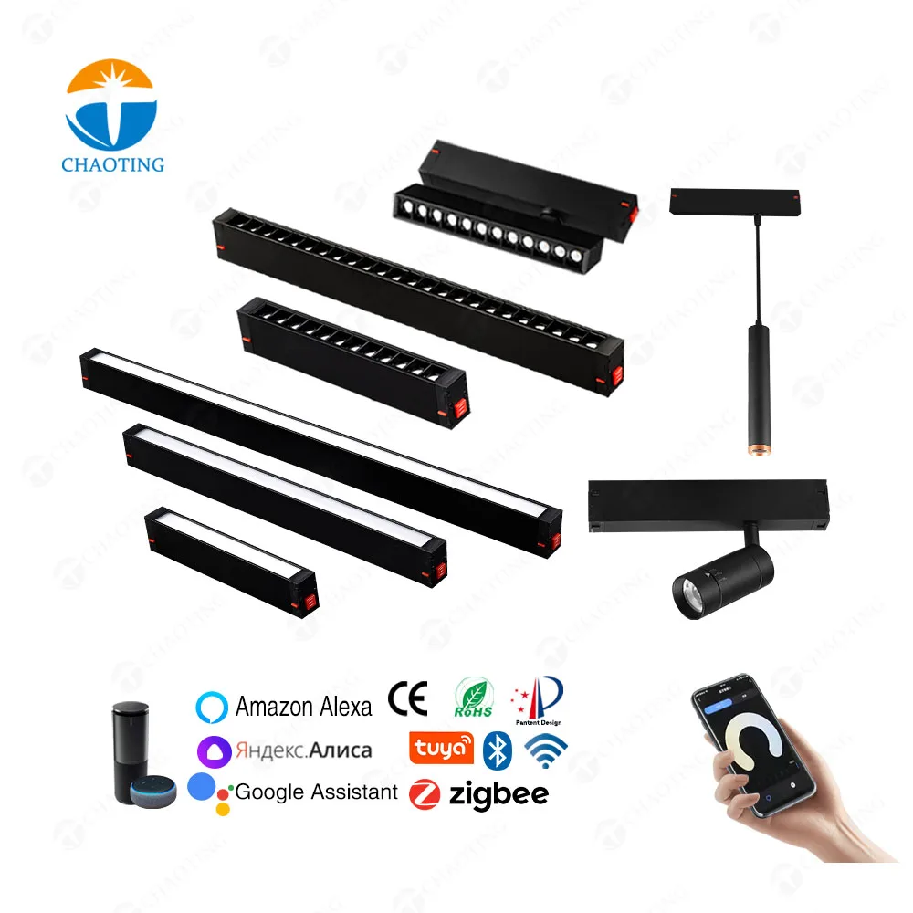 LED Track Light New Design Linear Spotlight COB Track Light 2700K-6500K Smart APP Control Magnetic LED Track Light