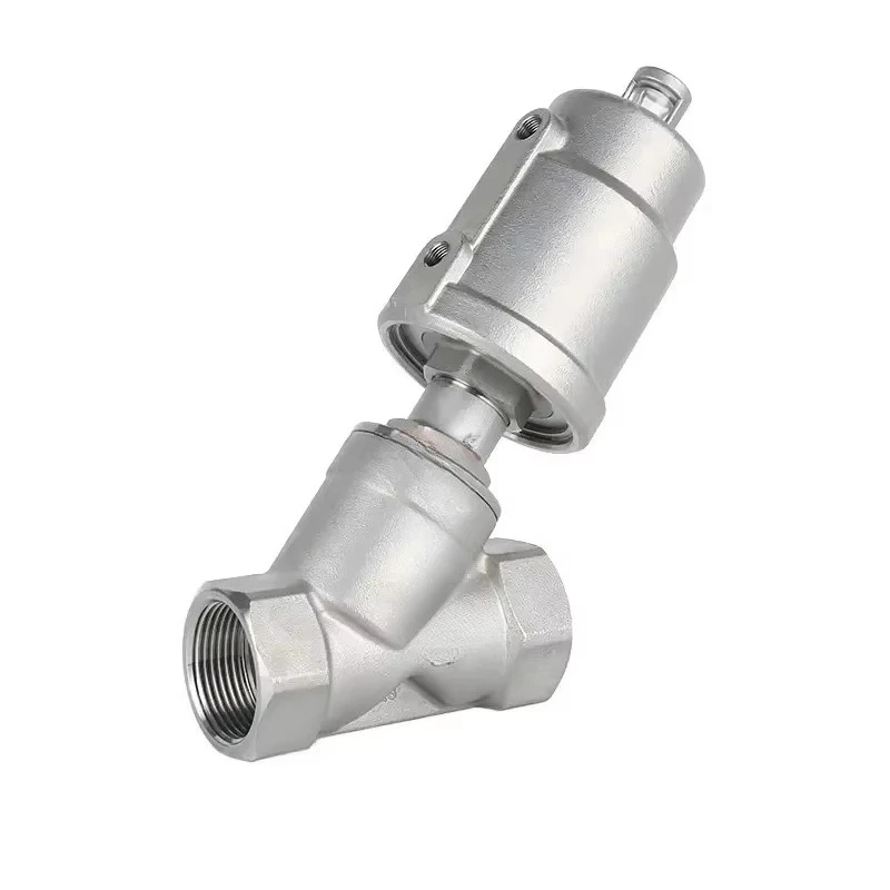 PN16-PN25 304 316 BSP NPT High Temperature Steam Water Gas Stainless Steel Normally Closed Pneumatic Threaded Angle Seat Valve