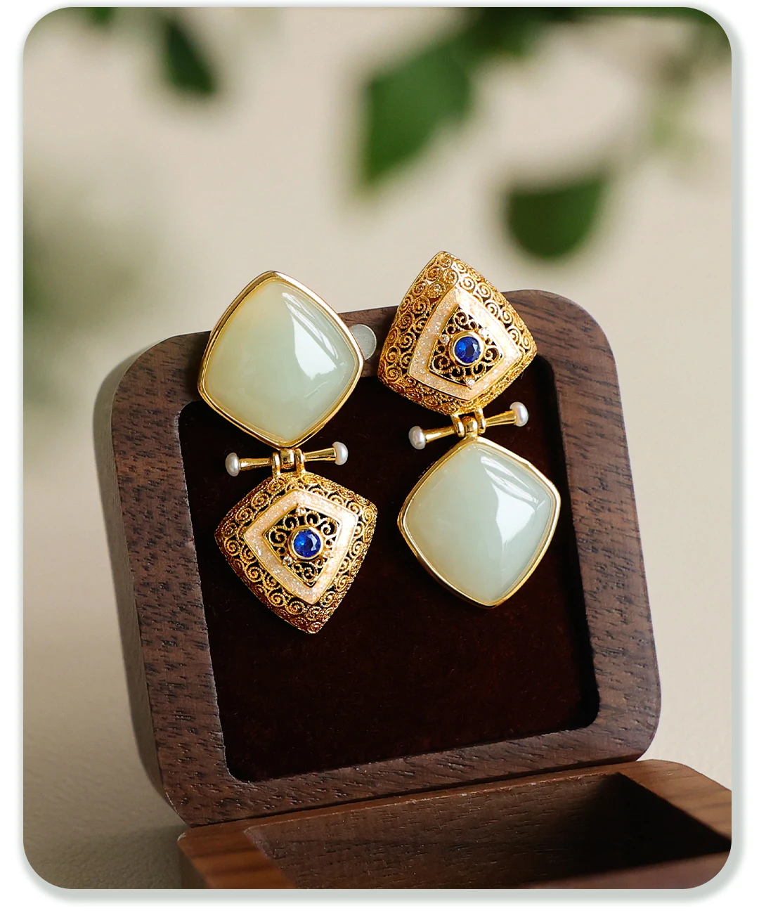 

S925 Позолоченные филигранные серьги из нефрита Хэтянь - серьги-капли из натурального драгоценного камня в китайском стиле