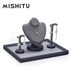 MISHITU Premium Jewelry Display Stand Leather Jewelry Stand Shop Window Ring Earring Watch Bracelet Necklace Jewelry Display Set