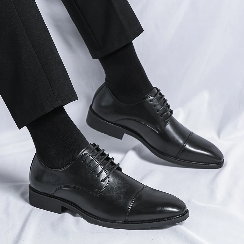 

Fashion Trends Men's Leather Shoes Designer Brand Wed Dress Shoe Lace Up Casual Business Dating Oxfords Point Toe Office Formal