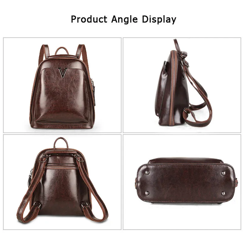 Cobbler Legend Women Backpack Oil Wax Leather Cross Body PU Leather Student Knapsack Fashion Retro Female KnapsackShoulder Bag