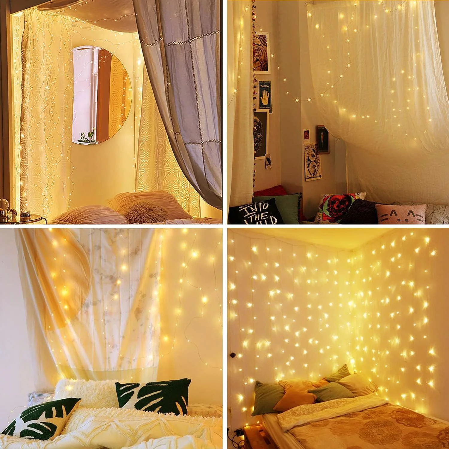 أضواء سلسلة خرافية LED على طراز الخطاف، وأضواء ستائر USB، وأضواء زخرفية لمهرجان شجرة عيد الميلاد، و8 أوضاع وجهاز تحكم عن بعد