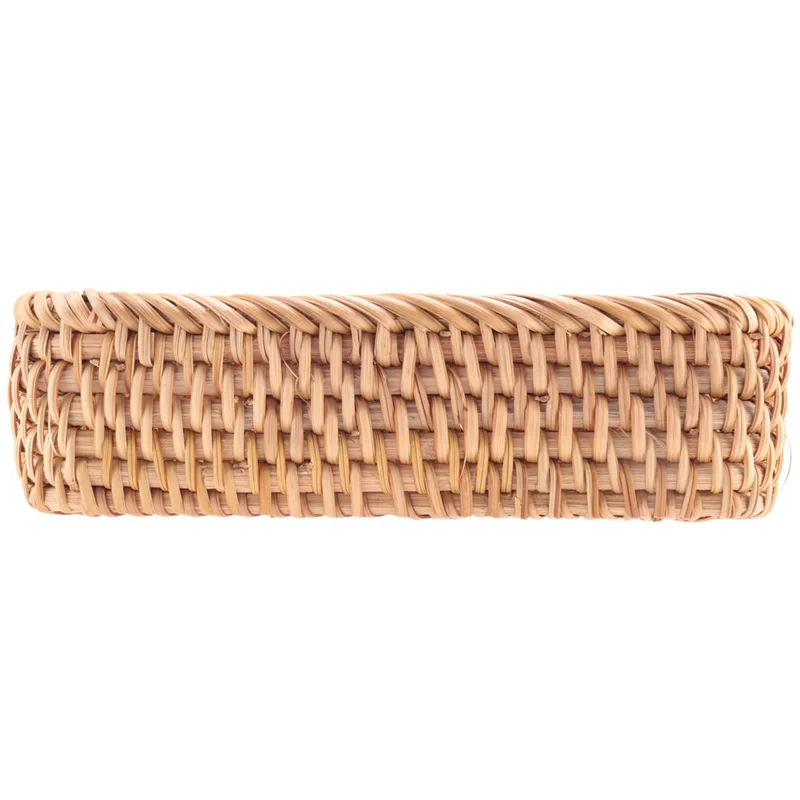 ABVJ-4X Cestino di vimini rettangolare intrecciato a mano in rattan, tè alla frutta, snack, pane, picnic, scatola di immagazzinaggio cosmetici S