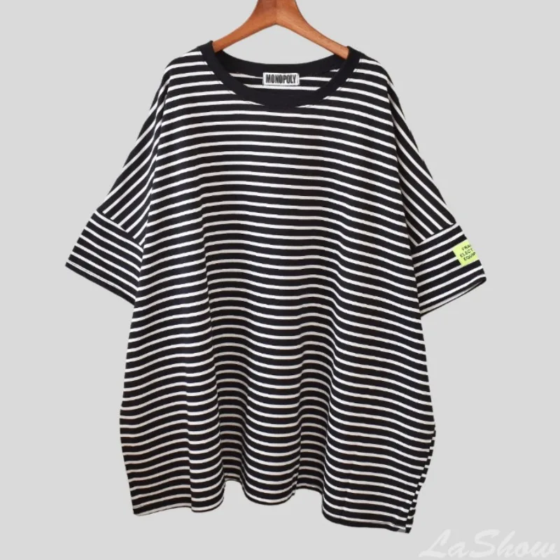 Loose Plus-size Mid-length T-shirt New Style Women's Three-quarter Sleeve Top Adult Summer Thin Round-neck Shirt Versatile Teen