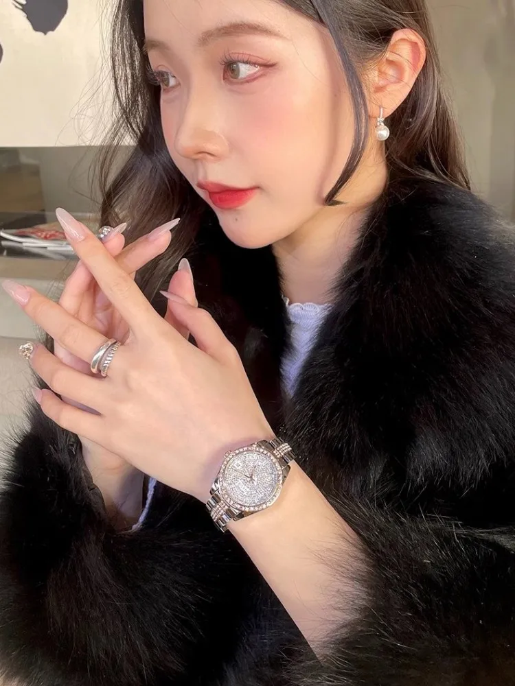 Fashion Diamonds Luxury Women Mechanical Watch Office Ladies Elegant Designer Stainless Steel Wristwatch