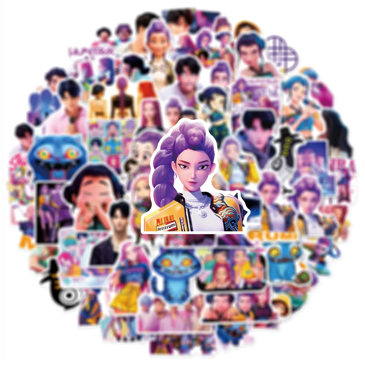 60 قطعة K-POP شيطان الصيادين HUNTR/X فيلم الكرتون ملصقات الهاتف الغيتار المحمول دفتر حقيبة ملصق مضاد للمياه الاطفال اللعب