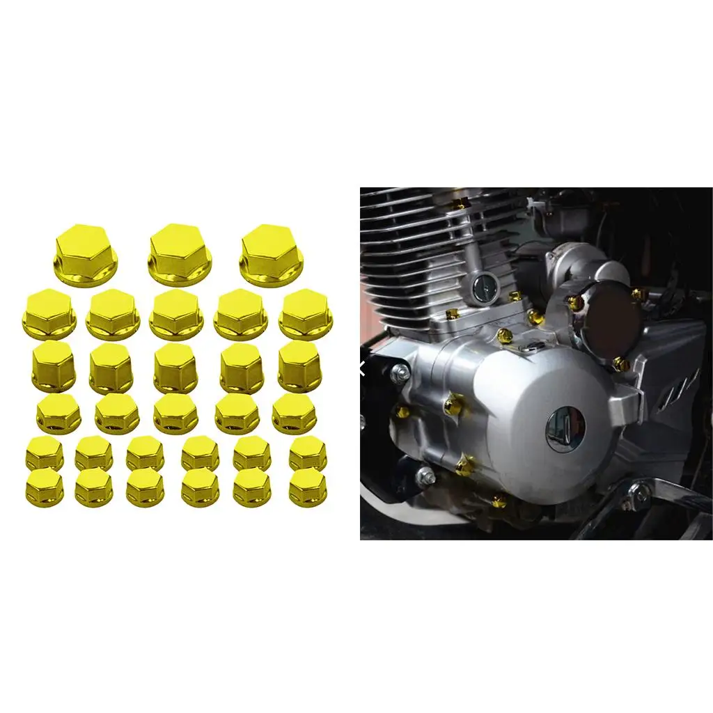 

30Pc motorcycle nut screw cover for Kawasaki Honda Harley Honda Gold