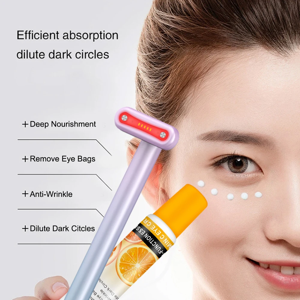 Red Light Therapy EMS Microcurrent Facial Wand Eye Dark Spots Hyperpigmentation Anti-aging Firming Tool