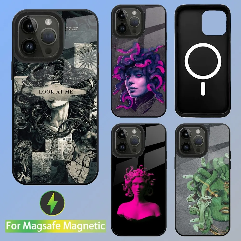 Ancient Greek Mythology Medusa Phone Case For iPhone 16,15,14,13,12,11,Plus,Pro,Max Mini Magsafe Magnetic Wireless Charging